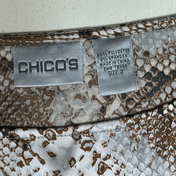 Chico's Long Sleeve Scoop Neck Snake Print Silky Tunic Top Size 2 / Women's 12/M - Picture 6 of 10